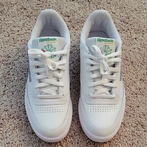 Reebok Leather White and Green Sneakers
